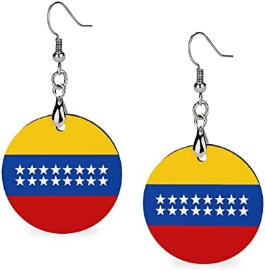 Gran Kolombiya bayrağı ahşap küpeler Yuvarlak Kolye Dangle Kulak Kancası Takı Kadınlar için