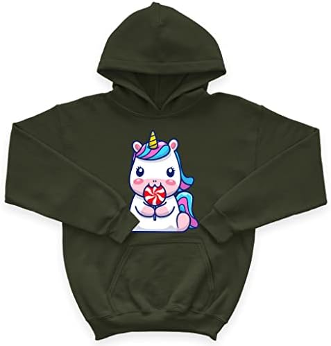 Unicorn Tasarım Çocuk Sünger Polar Hoodie-Şeker Çocuk Hoodie-Çocuklar için Kawaii Hoodie