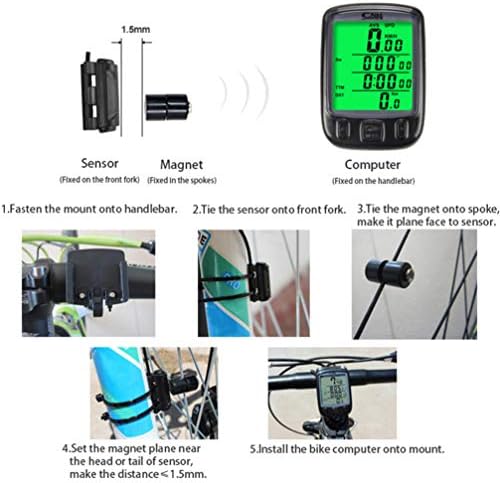 Abaodam Bisiklet Kilometre Su Geçirmez Kablosuz Döngüsü Bisiklet Bilgisayar Bisiklet Kilometre Sayacı lcd ekran Çok Fonksiyonlu Siyah