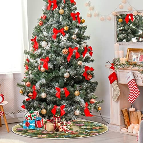 ALAZA Noel Ağacı Etek Dekorasyon, küçük Mini Ağacı Etek Süs 35.4 İnç ile Noel Çelenk Baubles ile Noel Partisi Tatil Ev Dekorasyonu