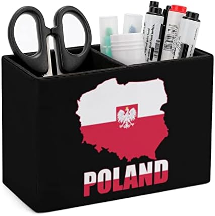Polonya Haritası Bayrağı PU Deri kalem Sahipleri Çok Fonksiyonlu Kalem Kupası Konteyner Desen masa düzenleyici Ofis Ev İçin