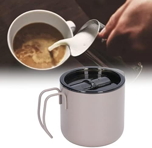 01 02 015 Kahve Kupa, ısı yalıtımı 350ML su Bardağı Damla Direnci Paslanmaz Çelik Çift Katmanlı Silikon kapaklı Mutfak için
