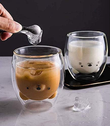 HwaGuı-Sevimli çift duvarlı kupa bardak 2 Set, süt kupası, Kahve Fincanı, çay bardağı doğum günü hediyesi İçin, 250 ml / 8.4 oz