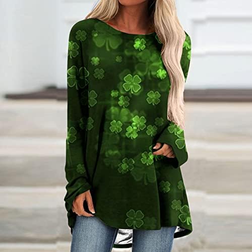 Eşleşen St Pattys Günü Gömlek Tunikler Tayt ile Giymek Kadınlar için İrlandalı Yeşil Tshirt Tatil Gömlek