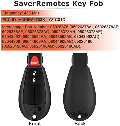 SaverRemotes 3 Düğme Anahtar Fob için Uyumlu Dodge Challenger, Şarj Cihazı, Grand Caravan, Chrysler 300, RAM 1500 2500 3500 Anahtarsız
