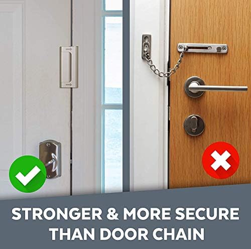 Ev Güvenliği için Kapı Kilidi (2'li Paket) - Kurulumu Kolay Kapı Mandalı Cihazı, Alüminyum Konstrüksiyon, Kapı Güvenliği için Saten