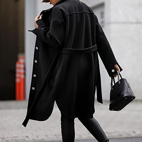 OVERMAL Kış sıcak kadın Düğmeleri yün ceket Trençkot kemer palto dış Giyim
