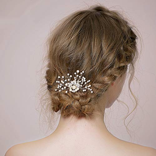 BriLove Düğün Gelin Saç Tarak saç aksesuarları ile Kristal Boncuk Simüle İnci El Yapımı Telkari Kadınlar için Temizle Gümüş Ton
