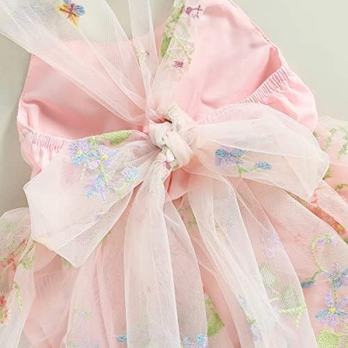 Yenidoğan Bebek Kız İşlemeli Romper Elbise Bebek Kız Çiçek Kolsuz Bodysuit Örgü Tutu Tül Elbiseler yaz kıyafetleri