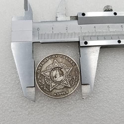 Antika El Sanatları 1945 Tankı NC - 3 Bakır Gümüş Kaplama Eski Gümüş Dolar Yabancı Gümüş Dolar Antika * 38
