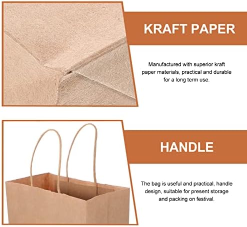 Hemoton 20 Adet Taşınabilir hediye keseleri Hafif Kraft Kağıt hediye keseleri Hediyeler Alışveriş Saplı Çanta Kağıt Öğle Yemeği Çantaları