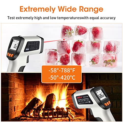 Ayarlanabilir Emisiviteye Sahip Dijital Kızılötesi Lazer Termometre Pişirme Tabancası -58°F ~ 788°F, Sabun Şekeri Yapımı için Fotoselli
