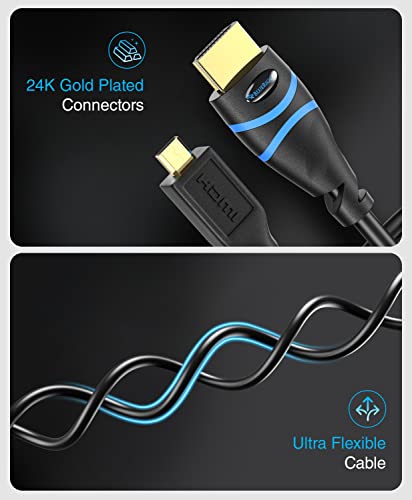 BlueRigger Mikro HDMI - HDMI Kablosu (6 FT, 4K 60Hz, HDR, Yüksek Hızlı, Ethernet) - GoPro Hero 7/6/5/4, Ahududu Pi 4, Sony A6000/A6300