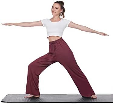 DEESHA Geniş Bacak Yoga Pantolon Kadınlar ıçin Bölünmüş Hem Gevşek Dökümlü dinlenme pantolonu İpli Elastik Yüksek Bel Pantolon Cepler