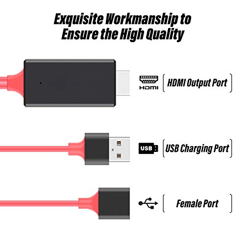 Tsemy HDMI Kabloları Adaptör USB'den hdtv'ye Kablo, Tel Dongle USB Erkek + USB Dişi HDMI Erkek 1080P HDTV Yansıtma Kablosu Telefon/Ped
