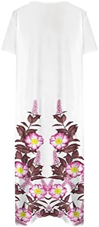 Yaz V Boyun Elbise Bayan Bayanlar için 2023 Çiçek uzun elbise Düğme Aşağı Pilili Plaj Elbise Kısa Kollu Tatil Elbiseler