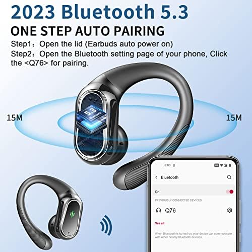 Kablosuz Kulaklıklar Kulaklıklar Bluetooth 5.3, Gürültü Önleyici Mikrofonlu Kulak Tomurcukları Üzerinde 50 Saat Çalma Süresi, LED Ekran,