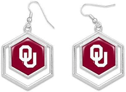 Oklahoma Sooners Juno gümüş kıpkırmızı altıgen altıgen küpe takı hediye OU