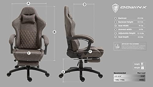 Dowinx oyun sandalyesi ofis koltuğu PC Sandalye ile Masaj Bel Desteği, Vintage Stil PU Deri Yüksek Geri Ayarlanabilir Döner Görev ayak
