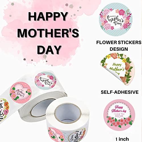 Anneler Günün Kutlu Olsun Etiketleri Çıkartmalar, anneler Günü Çıkartmaları 500 adet/Rulo anneler Günü Hediye Etiketi 1 İnç Çiçek Zarf