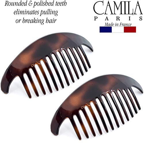 Camila Paris CP2430 / 2 Fransız Saç Yan Taraklar Kaplumbağa Kabuğu Birbirine Taraklar Fransız Büküm Saç Tarakları, Kadınlar için güçlü