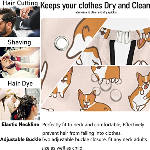 visesunny Berber Pelerin Karikatür Corgi Desen Polyester Saç Kesme Salon Cape Önlük Anti-Statik Saç Kesimi Tıraş Bezi Sakal Tıraş Önlük