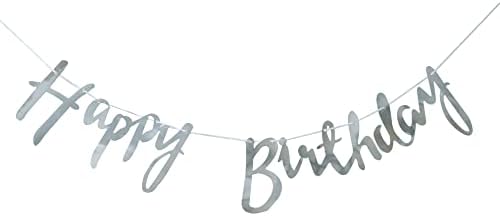 Gümüş mutlu doğum günü afiş-Doğum Günü Partisi Süslemeleri-Doğum Günü Dekorasyon Parti Malzemeleri Kız Erkek Çocuklar ve Yetişkinler