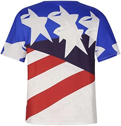 Bayanlar Amerikan Bayrağı Grafik T Shirt Kısa Kollu 2023 V Boyun Gevşek Fit Artı Boyutu Salonu Üst T Shirt Genç Kızlar için