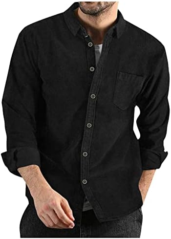 Erkek Casual Kadife Gömlek, uzun Kollu Kış Sonbahar Düğme Aşağı Gömlek Katı Düzenli Fit Kalınlaşmak Yaka Üst
