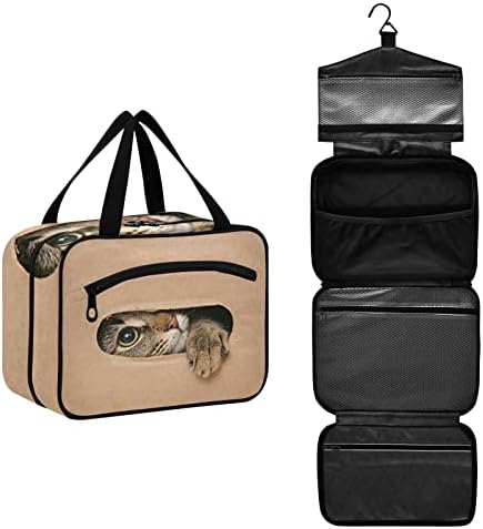 Sinestour Kedi makyaj çantası Kadınlar için Seyahat makyaj çanta düzenleyici Asılı Kanca ile Kozmetik Çantaları Asılı makyaj çantası