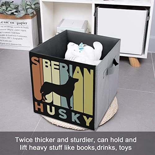 Vintage Stil Husky Siluet Katlanabilir Kumaş Saklama kutusu Küpleri Organizatör katlanabilir kollu kutu