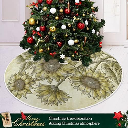 Oarencol Vintage Ayçiçeği Noel Ağacı Etek 36 inç Retro Sarı Çiçek Noel Tatil Parti Ağacı Mat Süslemeleri