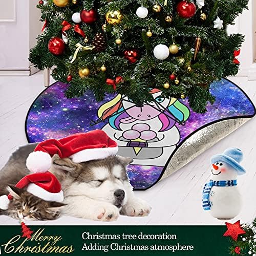 vısesunny Karikatür Unicorn Galaxy Noel Ağacı Mat Tatil Parti Süslemeleri için Çiftlik Evi Büyük Ağaç Standı Kapak Paspaslar Noel Cadılar