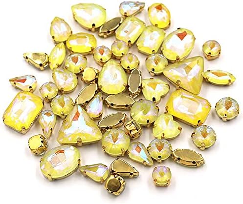 HJKOGH tırnak mücevheri 50 parça/torba Karışık AB Mocha Floresan Cam Kristal Taş Altın Pençe Taklidi tırnak mücevheri (Renk: 2)