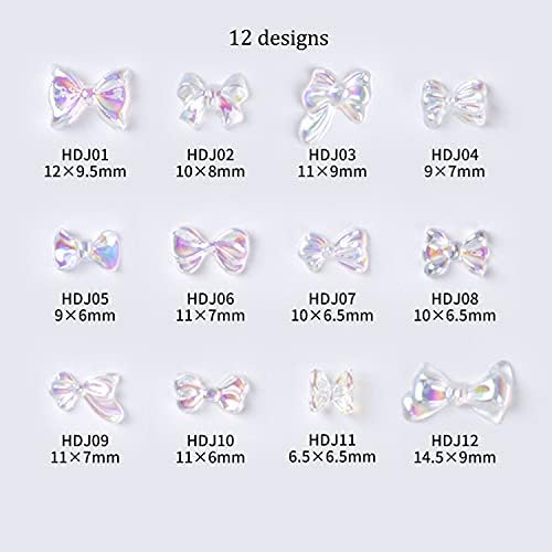 120 adet Kelebek Yay-düğüm Nail Art Damızlık Rhinestones Kristal Sequins 3d Yay-düğüm Aurora Renkli Tırnak Takılar Seti Akrilik Tırnak