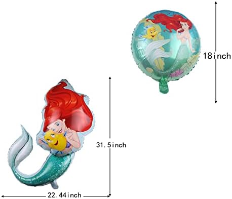 ALLPICK 5 ADET Mermaid Prenses Folyo Balonlar Kızlar Çocuklar İçin Doğum Günü Ariel Tema Doğum Günü Partisi Süslemeleri