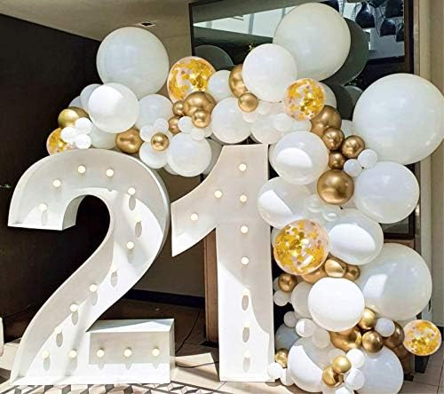 123 adet Beyaz Altın Balon Garland Kemer Kiti 5, 10 İnç 12 Beyaz Altın konfeti balonları Doğum Günü Bebek Duş Düğün Mezuniyet anneler