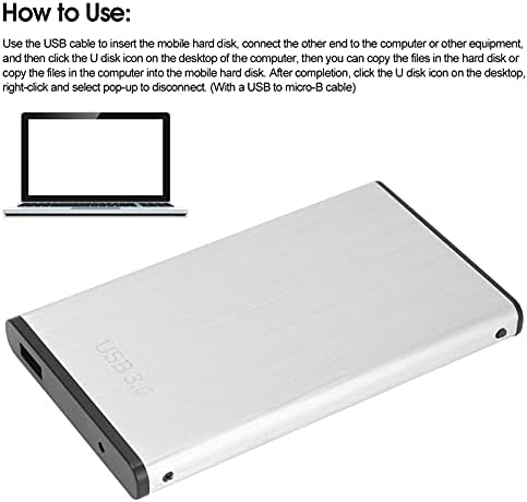Zunate YD0018 USB3. 0 Mobil Sabit Disk, Gümüş,2.5 in Taşınabilir Tak ve Çalıştır harici sabit disk,50-130 M/S Hız,bilgisayar Mekanik