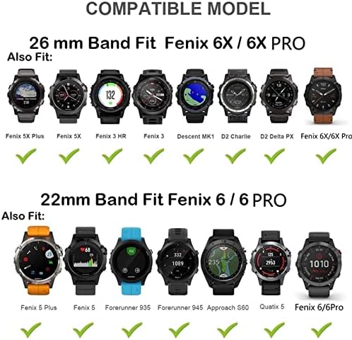 KFAA 26 22mm Baskı Silikon Hızlı Fit Watchband Garmin Fenix 6 6X Pro 5 5X Artı 3 SAAT 935 MK1 Sapanlar Hızlı Bırakma Bilek Bandı (Renk: