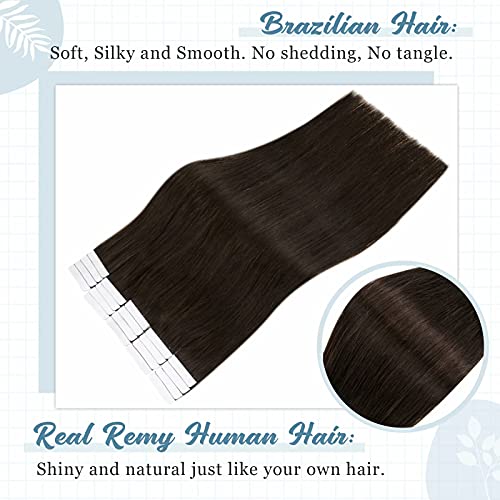 Daha Fazla Tasarruf Edin Birlikte satın alın: İki paket koyu kahverengi renk 1 bant saç ekleme insan saçı 12 inç + 14 inç