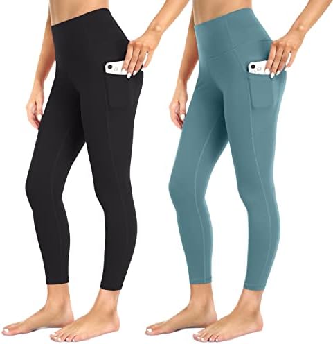 IBL kadın Yüksek Bel Yoga 7/8 Tayt Cepler ile Tereyağı Squat Geçirmez Egzersiz Koşu Pantolon 25 Inseam