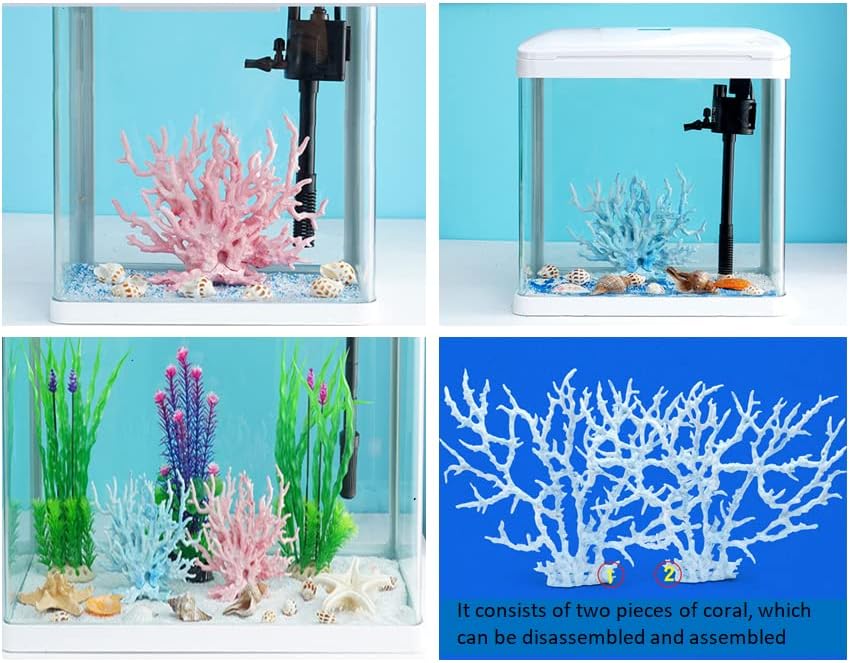 2 Paket Deniz Fan Mercan Süslemeleri, simüle Reçine Mercanlar Akvaryum dekoratif balık tankı Peyzaj (10 * 7.9 inç) (Mavi * 2)