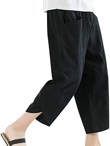 Jean Kesim Düz Fit Pantolon Erkekler Yaz Kırpılmış Pantolon erkek İnce rahat pantolon Gevşek Büyük Boy Harem Açık