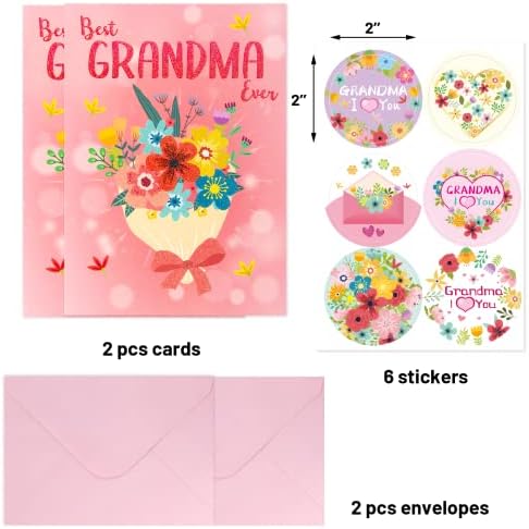 ceiba ağacı Anneler Günü Kartı Büyükanne için 2 Paket Mutlu anneler Günü Tebrik Kartları Zarflar Torunu Torunu
