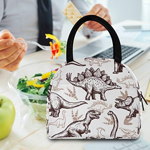 Yalıtımlı öğle yemeği çantası Kadın Dinozorlar Ayak İzi Büyük Sızdırmaz Öğle Yemeği Çantaları omuz askıları ile çalışmak için Taşınabilir