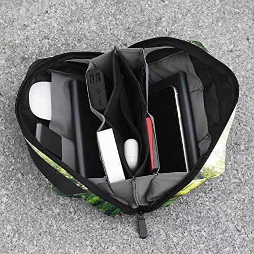Taşıma çantası Seyahat kılıf çanta USB kablo düzenleyici Cep Aksesuar Fermuar Cüzdan, Yeşil Orman Gölet Ördek Aile