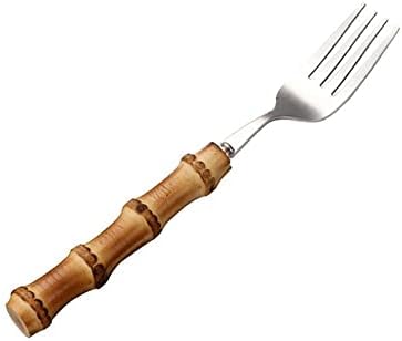 QUS Bambu Saplı Sofra biftek bıçakları Çatal Çelik sofra Takımı Çatal Yemeği Bıçaklar Çatal Kaşık Mutfak Malzemeleri için
