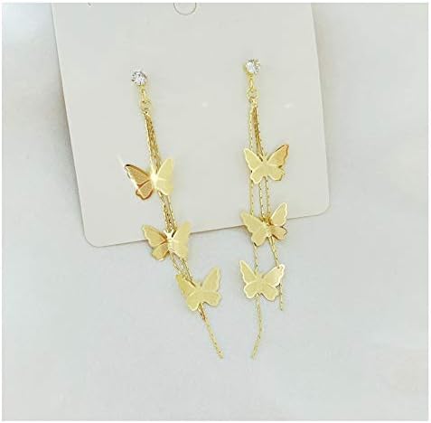 18K Altın Kaplama Zarif Canlı Kelebek Püskül Küpe Gümüş Sonrası CZ 3D kelebek Bırak Dangle Küpe Peri Küpe Kadınlar Kızlar için