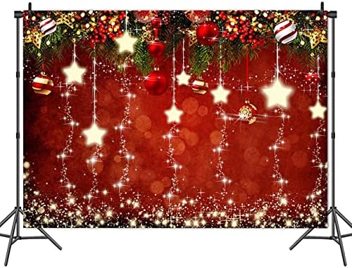 Köpüklü Yıldız Kırmızı Noel Zemin Fotoğrafçılık için Vinil 7X5FT Glitter Sparkle Noel Ağaçları Noel Top Ağacı Mutlu Yeni Yıl Dekor