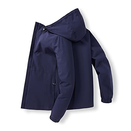 Tam fermuarlı kapüşonlar Erkekler için Hafif Sıcak Kapüşonlu Sweatshirt Ceket Uzun Kollu Rahat Rüzgar Geçirmez Mont (Mavi, XX-Large)